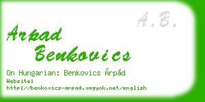 arpad benkovics business card